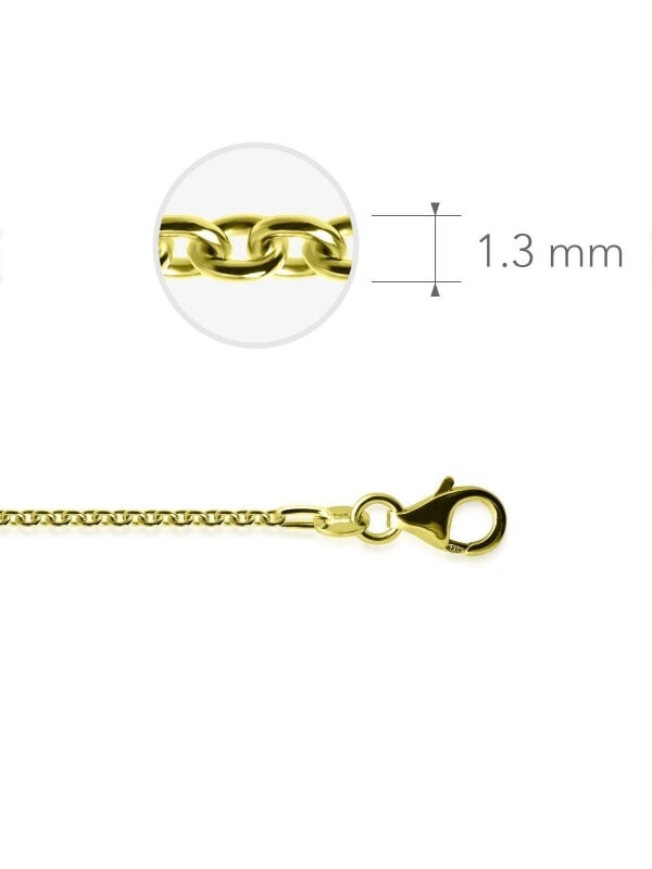 Gisser Jewels ANK35Y-42 - Echt Zilveren Ketting - Anker met Karabijnsluiting - Goudkleurig - 1.3 mm - 42 cm - Gerhodineerd Zilver 925