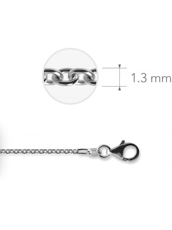 Gisser Jewels - Anker Ketting met Karabijnsluiting - 1.3mm Dik - Lengte 90cm - Gerhodineerd Zilver 925