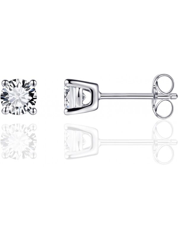 Gisser Jewels - Oorbellen - Oorsteker Solitaire gezet met Zirkonia - 5mmØ - Gerhodineerd Zilver 925