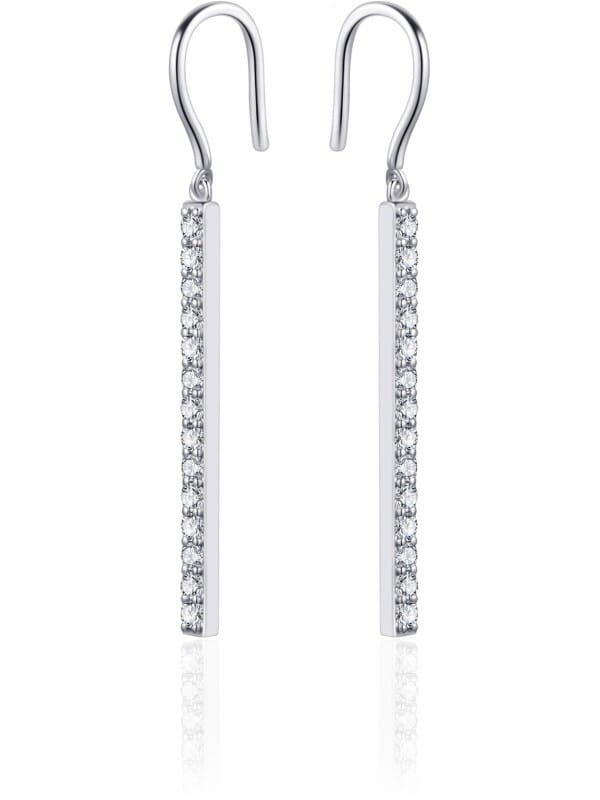 Gisser Jewels - Oorbellen - Oorhaken Staaf gezet met Zirkonia - 45mm x 2.5mm - Gerhodineerd Zilver 925