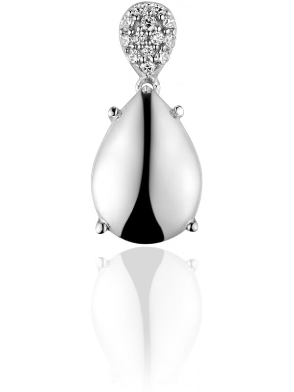 Gisser Jewels - I01P001 - Hanger excl. Collier - Druppel vorm Glad en gezet met Zirkonia - 18mm x 8mm - Gerhodineerd Zilver 925