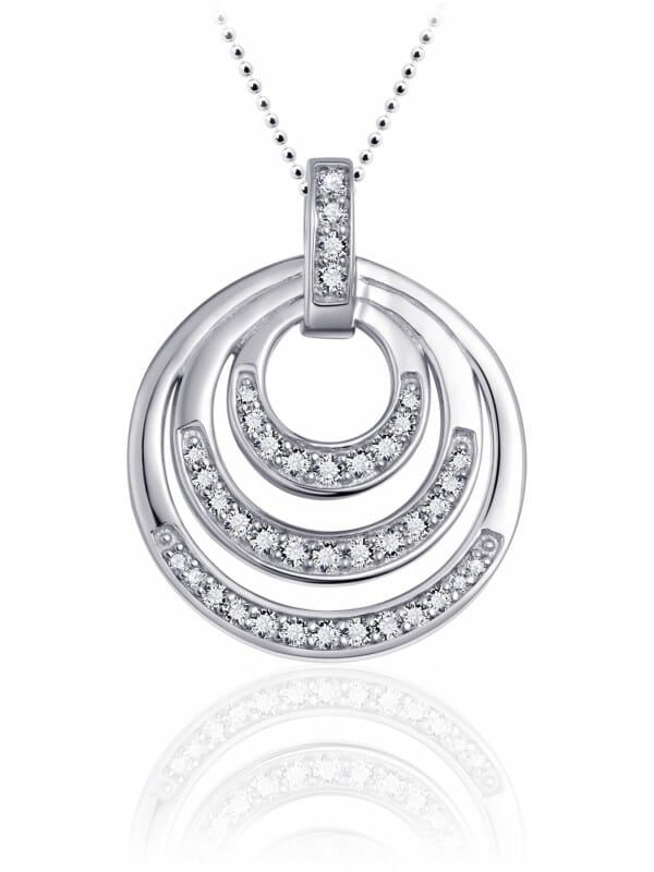 Gisser Jewels - Hanger excl. Collier - Fantasie 3x Cirkels gezet met Zirkonia - 26mm x 21mm Gerhodineerd Zilver