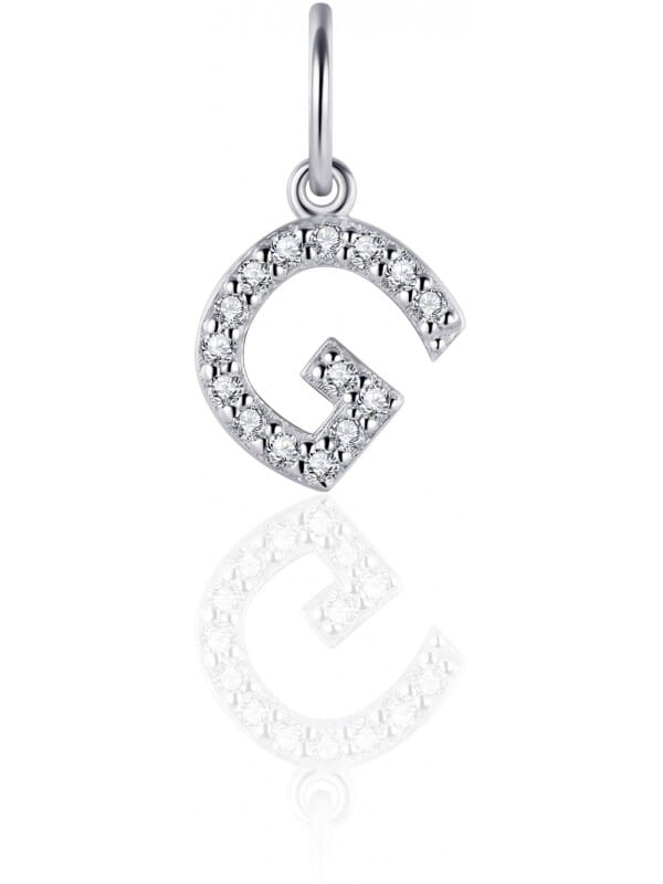 Gisser Jewels - Hanger excl. Collier - Letter G met Zirkonia - 8mm - Gerhodineerd Zilver 925
