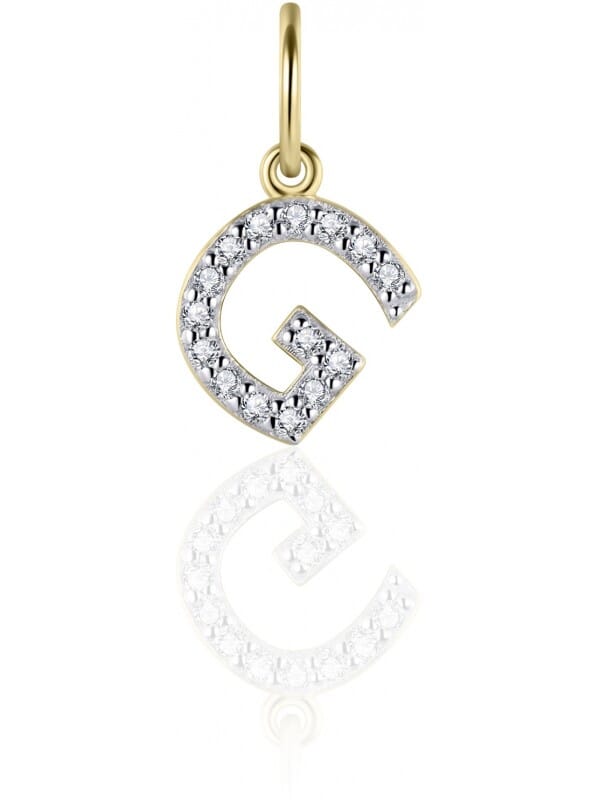 Gisser Jewels - Hanger excl. Collier - Letter G gezet met Zirkonia - 8mm - Geelgoud Verguld Zilver 925