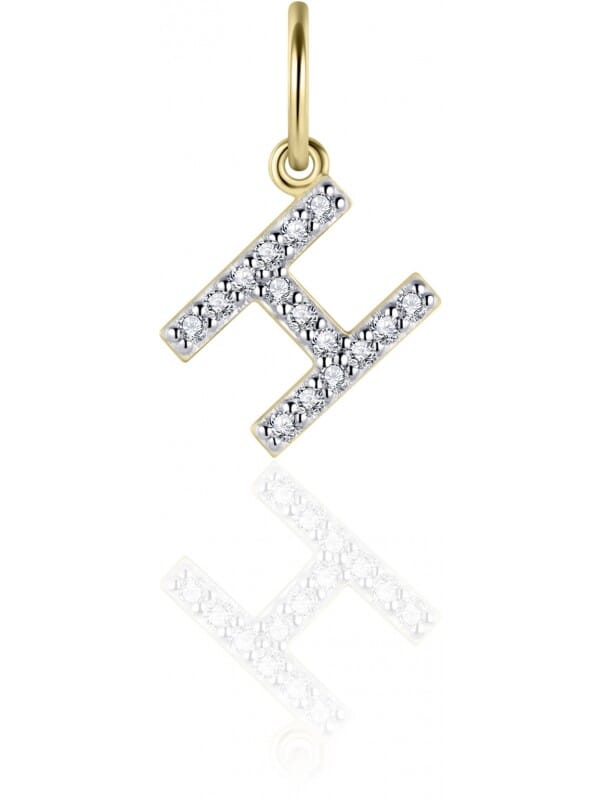 Gisser Jewels - Hanger excl. Collier - Letter H gezet met Zirkonia - 8mm - Geelgoud Verguld Zilver 925