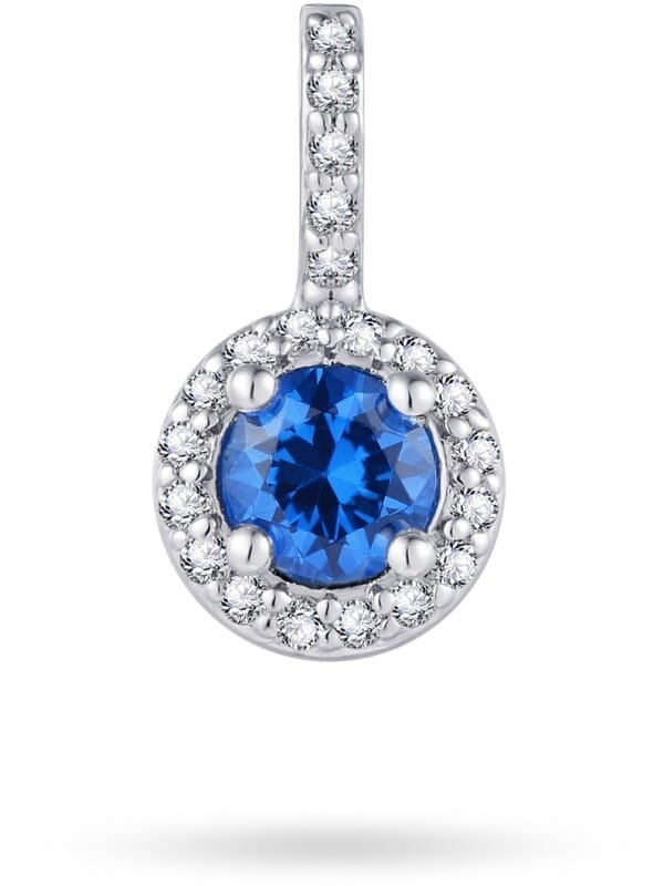 Gisser Jewels - Hanger excl. Collier - Roset gezet met Witte en Blauwe Zirkonia Stenen - 5mm Breed - Gerhodineerd Zilver 925
