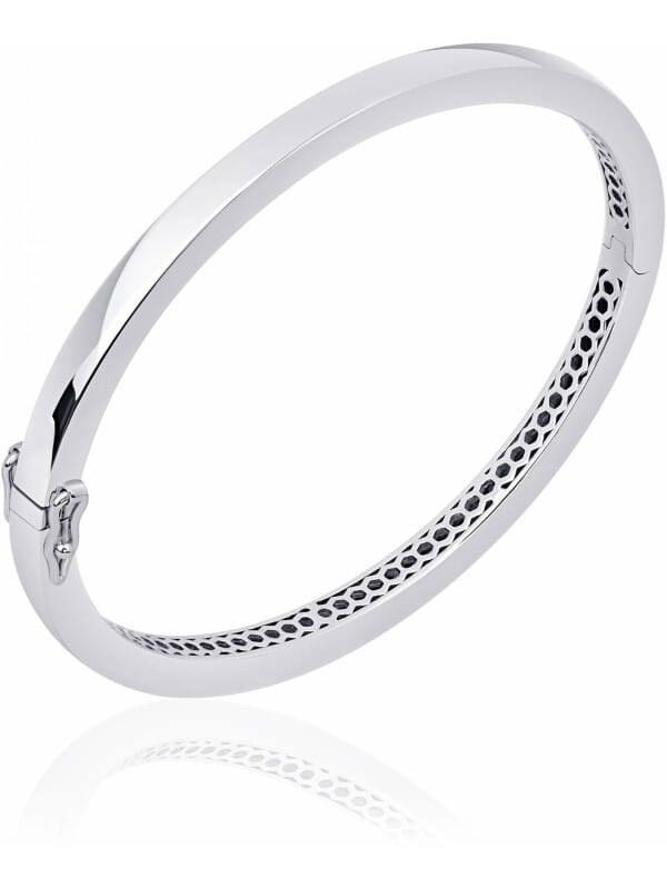 Gisser Jewels - Armband - Bangle Vlak Gepolijst - 4mm Breed - Maat 60 - Gerhodineerd Zilver 925