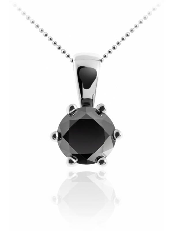 Gisser Jewels - Hanger excl. Collier - Solitaire gezet met Zwarte Zirkonia - 5mm Breed - Gerhodineerd Zilver 925